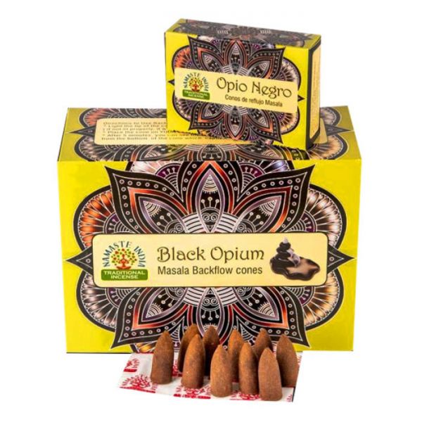 Ароматические конусы для Backflow Чёрный Опиум NAMASTE INDIA BLACK OPIUM