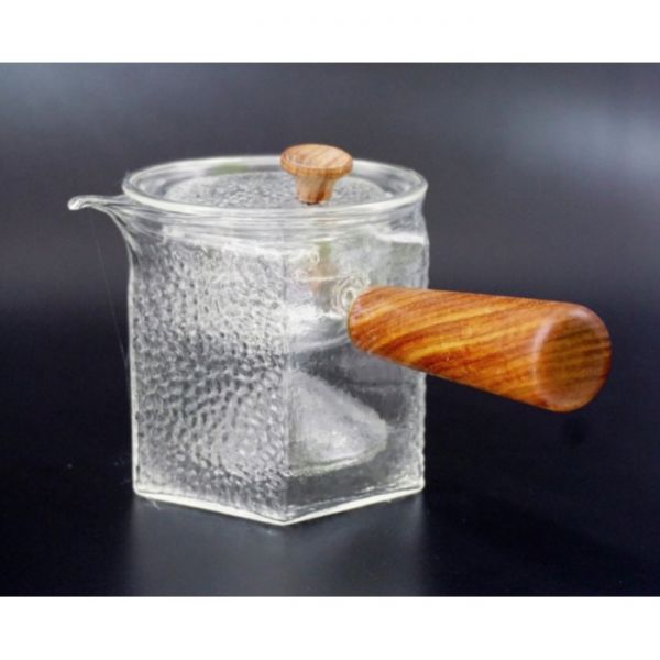 Чайник зі скляним ситом + дерев'яна ручка (500ml) №2