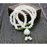 Чётки из белого нефрита "РАСПУСТИВШИЙСЯ ЛОТОС" 108 бусин