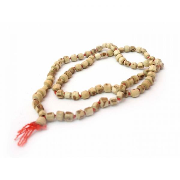 Чотки з дерева Туласі з корою перев'язані  37 мм 80-83 намистин