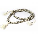 Чотки з кістки ОМ білі + чорний малюнок  8 мм  108 намистин