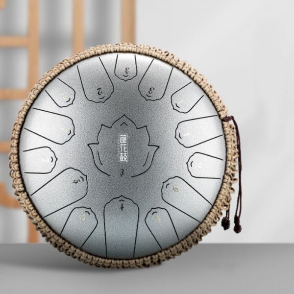 Глюкофон Happy Drum 15 нот Серебрянный Карбоновая сталь
