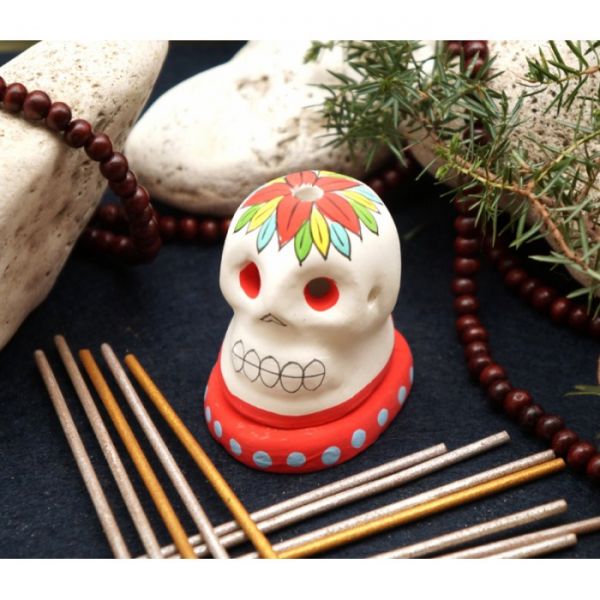 Підставка під аромаконуси терракот Череп волосатий Білий