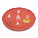 Підставка під аромапалички і конуси з дерева манго Тарілка Будда Червона