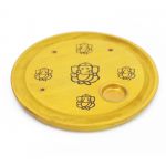 Підставка під аромапалички і конуси з дерева манго Тарілка Ганеш Жовта