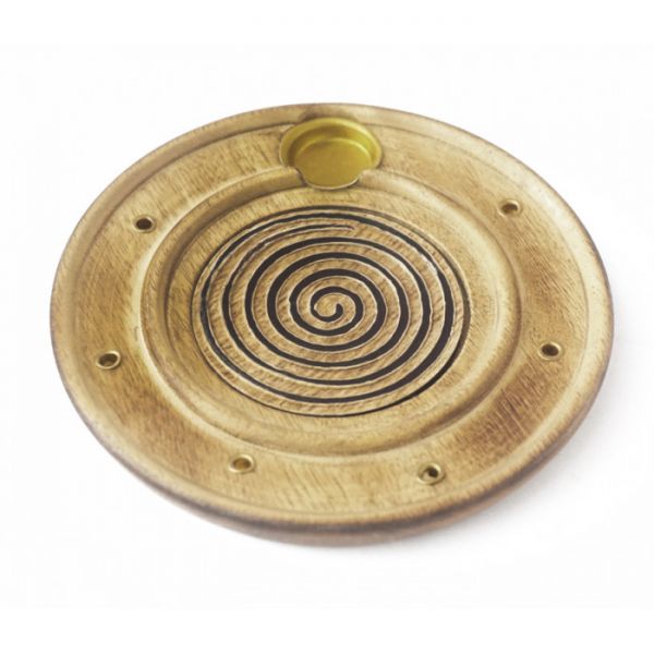 Підставка під аромапалички і конуси з дерева манго Тарілка Спіраль