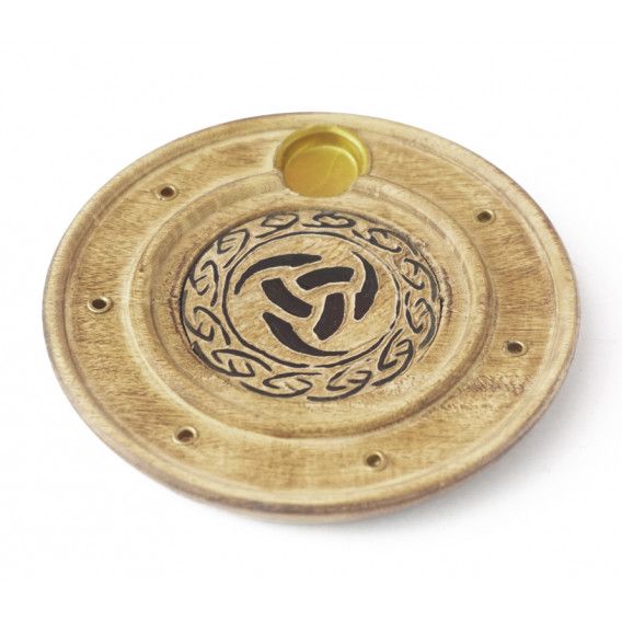 Підставка під аромапалички і конуси з дерева манго Тарілка Трікветр №2