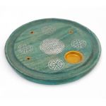 Підставка під аромапалички і конуси з дерева манго Тарілка Квітка життя Салатова