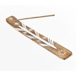 Подставка под аромапалочки из дерева манго ЛЫЖА Белая Каннабис