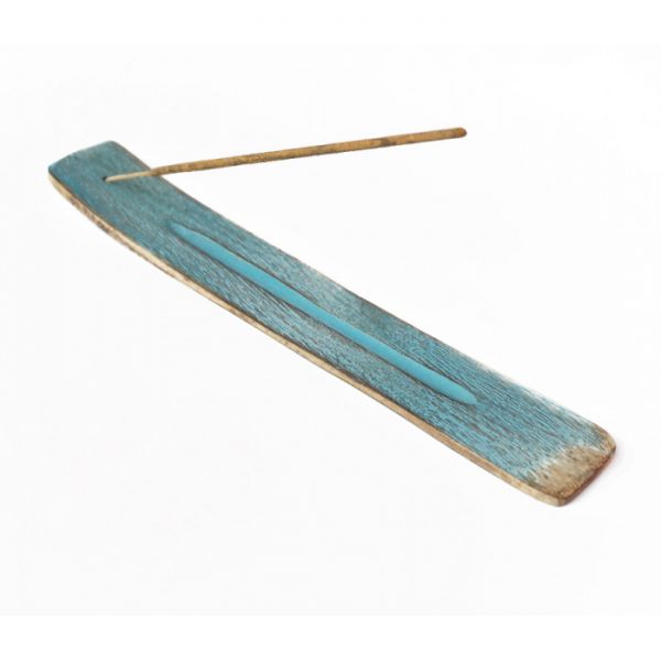 Подставка под аромапалочки из дерева манго ЛЫЖА Голубая