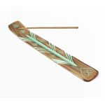 Подставка под аромапалочки из дерева манго ЛЫЖА Салатовая Сердце