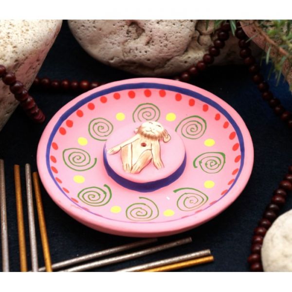 Підставка під аромапалички терракот Тарілка Мавпочка Рожева